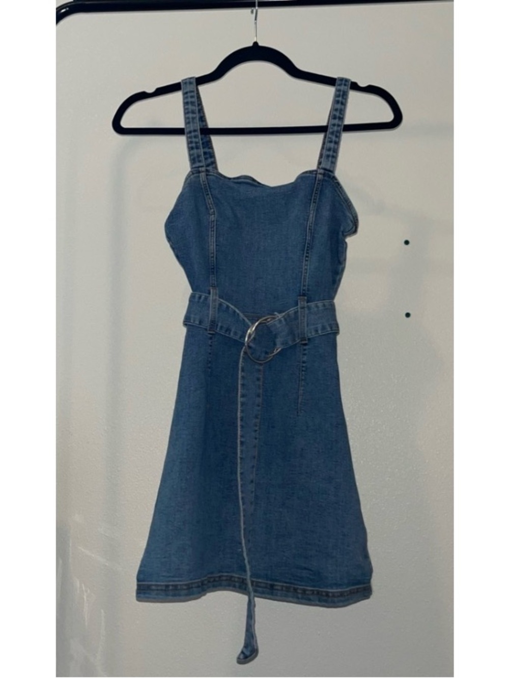 H&M Blue Denim Belted Mini Dress